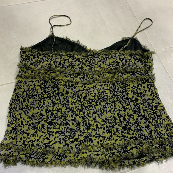 Gorgeous Vintage 100% Silk Spaghetti Straps Tank Top cami print frilly d… - Picture 3 of 10